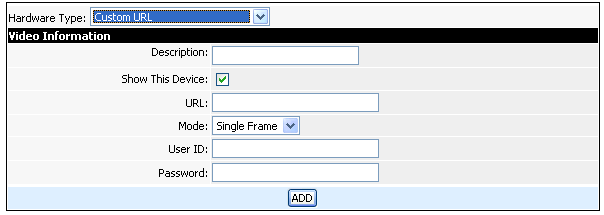 Camera Setup Screen